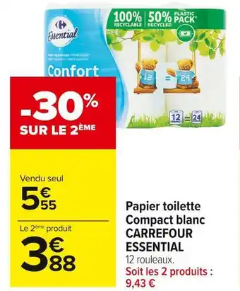Carrefour Market Carrefour essential papier toilette compact blanc offre