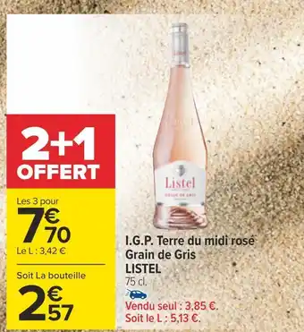 Carrefour Listel i.g.p. terre du midi rosé offre