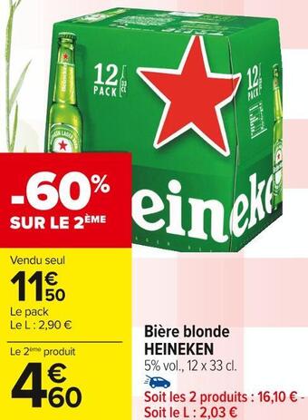 Carrefour Market Heineken bière blonde offre