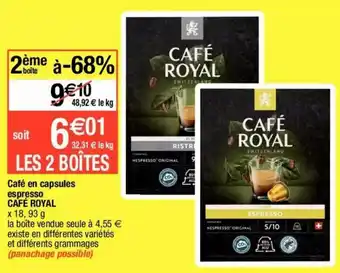 Migros Capsules de café café royal offre
