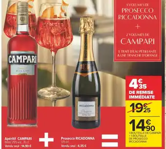 Carrefour Campari / ricadonna apéritif campari + prosecco ricadonna offre