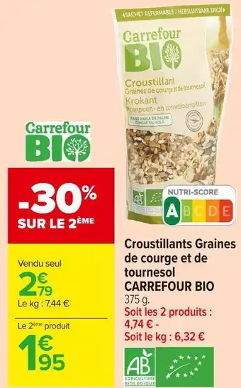 Carrefour bio croustillants graines de courge et de tournesol
