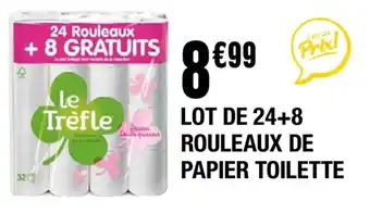 La Foir'Fouille LOT DE 24+8 ROULEAUX DE PAPIER TOILETTE offre
