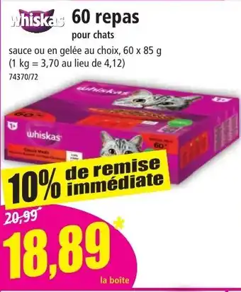 Norma Whiskas 60 repas offre