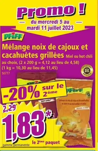 Norma Mélange noix de cajoux et cacahuètes grillées Miel ou hot chili offre