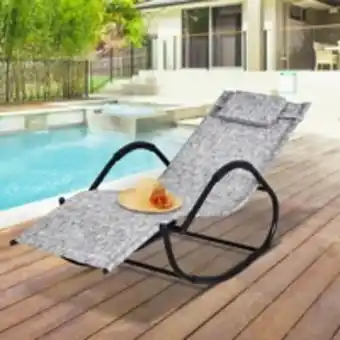 E.Leclerc Brico Chaise longue à bascule rocking chair design contemporain dim. 160l x 61l x 79h cm métal textilène noir offre