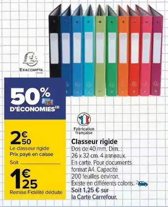 Carrefour Classeur rigide offre