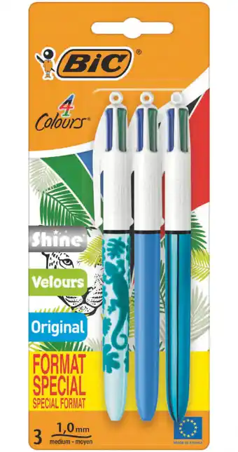 Carrefour 3 stylos-bille 4 couleurs offre
