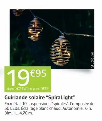 Jardiland Guirlande solaire spiralight offre