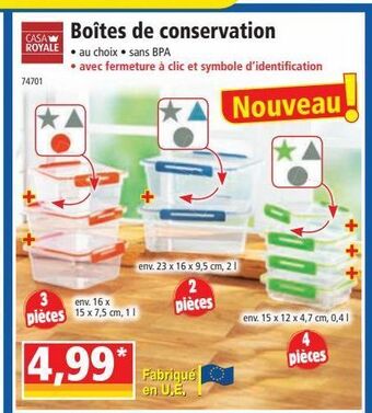 Norma Boîtes de conservation offre