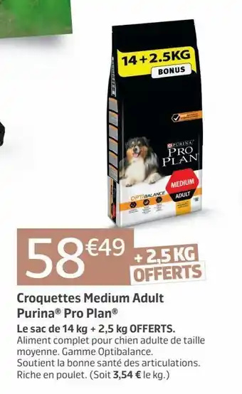 Jardiland Croquettes medium adult purina pro plan offre