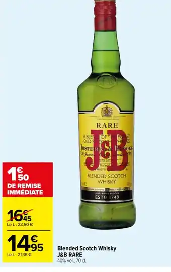 Carrefour Blended Scotch Whisky J&B RARE 40% vol., 70 cl. offre