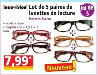 Norma Inca-vision® Lot de 5 paires de lunettes de lecture offre