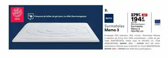 Surmatelas Memo 3 140x190 cm