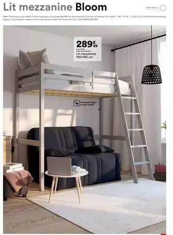 BUT Lit mezzanine 140x190 cm offre