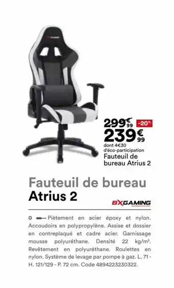BUT Fauteuil de bureau Atrius 2 offre