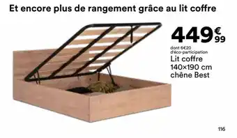 BUT Lit coffre 140x190 cm chêne Best offre