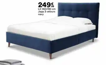 BUT Lit 140x190 cm Japp 3 velours navy offre