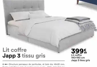 BUT Lit coffre Japp 3 tissu gris offre