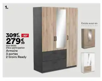 BUT 1. Armoire 3 portes 2 tiroirs Ready offre