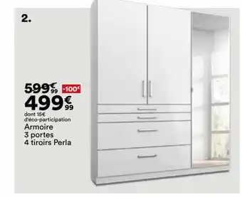 BUT Armoire 3 portes 4 tiroirs Perla offre