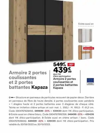 BUT Armoire 2 portes coulissantes offre