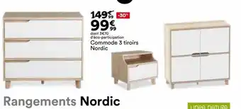 BUT LE CAHIER DES MEUBLES Commode 3 tiroirs Nordic offre