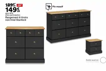 BUT Rangement 6 tiroirs noir/miel Stanford offre