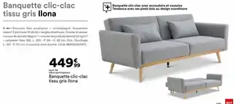 BUT Banquette clic-clac tissu gris Ilona offre