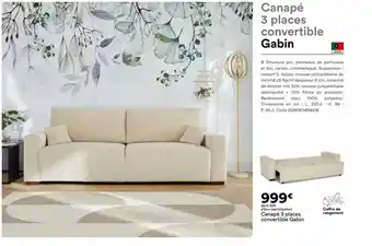 BUT Coffre de rangement Canapé 3 places convertible Gabin offre