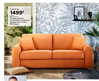 BUT Canapé 3 places convertible à ouverture express tissu Crown Nicaragua offre
