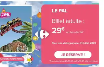 Carrefour Market Le PAL Billet adulte: offre