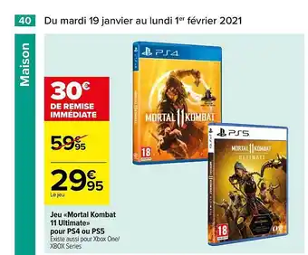 Carrefour Jeu "Mortal Kombat 11 Ultimate" pour PS4 ou PS5 offre