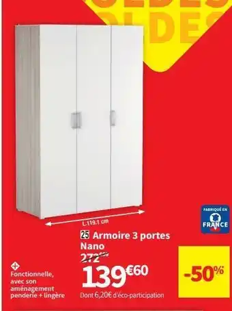 Conforama Armoire 3 porters nano offre