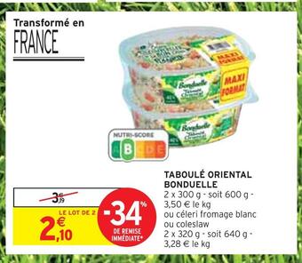 Intermarché Bonduelle taboulé oriental offre
