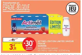 Intermarché Danone actimel édition limitée saveur fraise offre