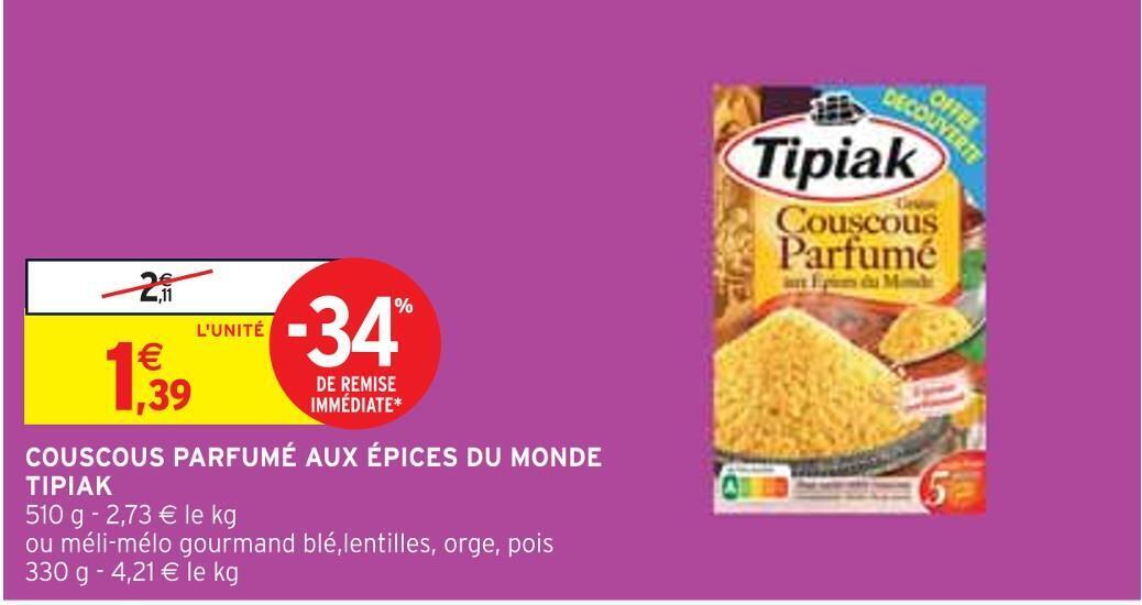 Promo Tipiak couscous parfumé aux épices du monde chez Intermarché