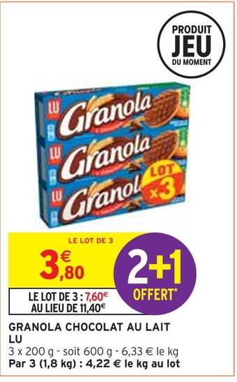 Intermarché Lu granola chocolat au lait offre