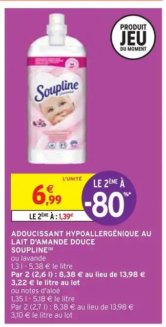 Intermarché Soupline adoucissant hypoallergénique au lait d'amande douce (b) offre