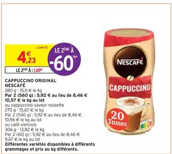 Intermarché Nescafé cappuccino original offre
