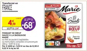 Intermarché Marie fondant de bœuf sauce à la basquaise offre