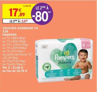 Intermarché Pampers couches harmonie t4 x36 offre