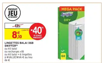 Intermarché Swiffer lingettes balai x68 offre