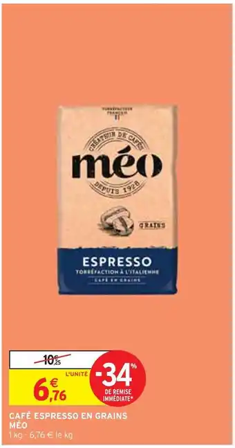 Intermarché Méo café espresso en grains offre