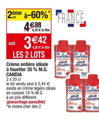 Cora x Carrefour Candia crème entière idéale à fouetter 35 % m.g offre