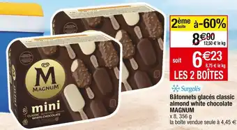 Cora x Carrefour Magnum bâtonnets glacés classic almond white chocolate offre