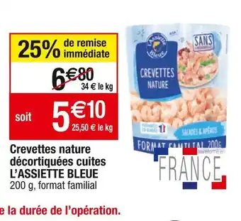 Cora x Carrefour L’assiette bleue crevettes nature décortiquées cuites offre