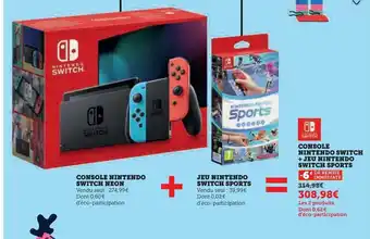 Hyper U Console nintendo switch neon + jeu nintendo switch sports = console nintendo switch + jeu nintendo switch sports offre