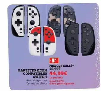 Hyper U Manettes iicon compatibles switch offre