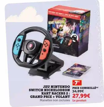 Hyper U Jeu nintendo switch nickelodeon kart racers 2 : grand prix + volant offre